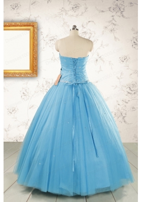 2015 New Style Beading Sweet 15 Dresses in Aqua Blue