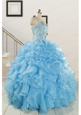 Luxurious Beading Blue Quinceanera Dresses for 2015