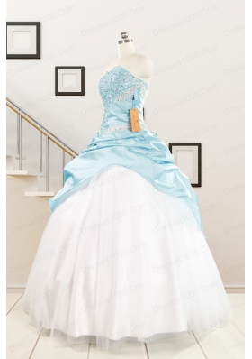 Pretty Beading Blue and White Quinceanera Dresses for 2015