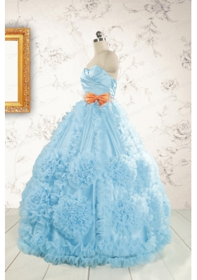 Unique Beading Aqua Blue Quinceanera Dresses for 2015