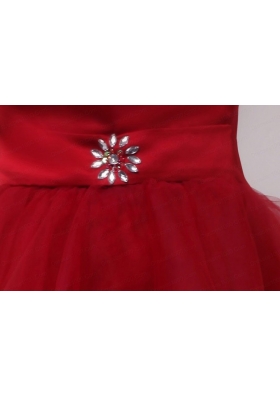 A-line Wine Red Sweetheart Beading Knee-length Prom Dress