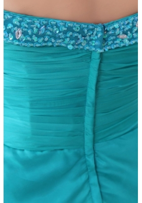 Aqua Blue Sweetheart Beaded Prom Dress with Knee-length