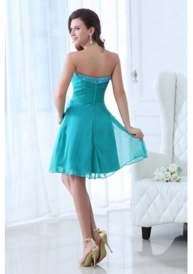 Aqua Blue Sweetheart Beaded Prom Dress with Knee-length