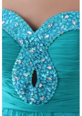 Aqua Blue Sweetheart Beaded Prom Dress with Knee-length