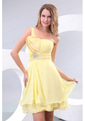 Empire One Shoulder Beading Chiffon Short Prom Dress Prom Dress