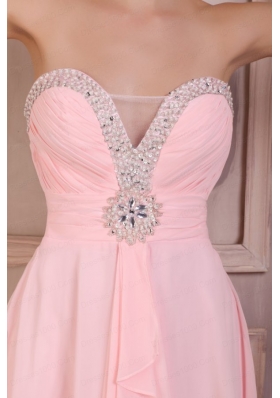 Baby Pink Empire Sweetheart Short Prom Dress with Beading