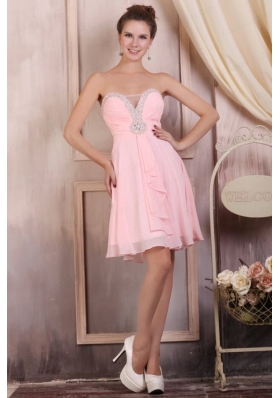 Baby Pink Empire Sweetheart Short Prom Dress with Beading