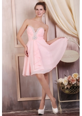 Baby Pink Empire Sweetheart Short Prom Dress with Beading