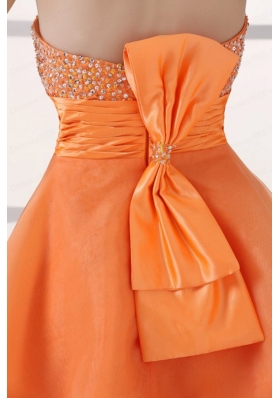 Orange Sweetheart Beaded Short Prom Dress Mini-length