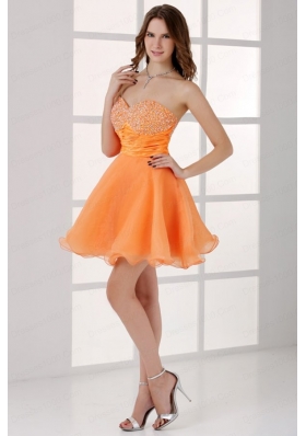 Orange Sweetheart Beaded Short Prom Dress Mini-length