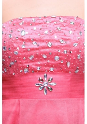 Pink Strapless Beaded Short Prom Dress with A-line