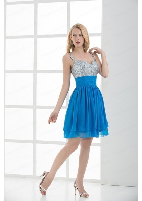 A-line Straps Sleeveless Beading and Ruching  Prom Dress