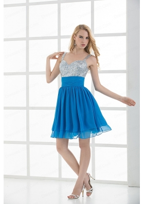A-line Straps Sleeveless Beading and Ruching  Prom Dress