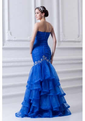 Mermaid Sweetheart Organza Prom Dress with Beading and Ruffled Layers