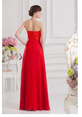 Red Empire Chiffon Beaded Decorate Prom Dress with Sweetheart