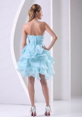 Ruching Beading Sweetheart Aqua Blue Homecoming Dress For 2015