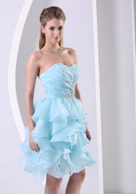 Ruching Beading Sweetheart Aqua Blue Homecoming Dress For 2015