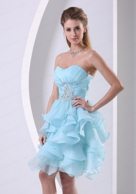 Ruching Beading Sweetheart Aqua Blue Homecoming Dress For 2015