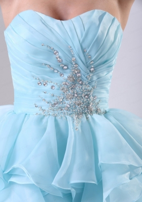 Ruching Beading Sweetheart Aqua Blue Homecoming Dress For 2015