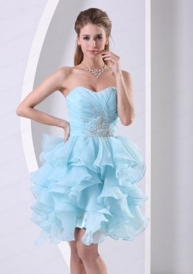 Ruching Beading Sweetheart Aqua Blue Homecoming Dress For 2015