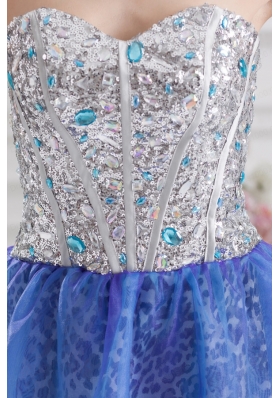 Sweetheart Medium Slate Blue A-line Prom Dress with Beading