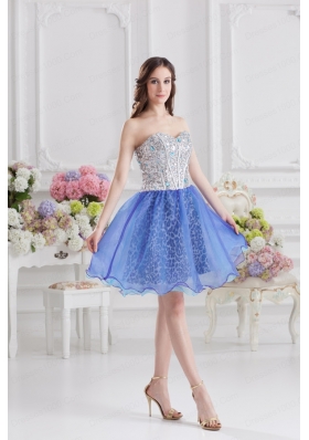 Sweetheart Medium Slate Blue A-line Prom Dress with Beading