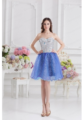 Sweetheart Medium Slate Blue A-line Prom Dress with Beading