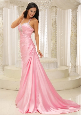 Beading Brush Train 2015 Pretty Prom Dress with Halter