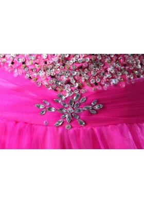 Hot Pink A Line Sweetheart 2015 Prom Dress with Beading and  Sequined