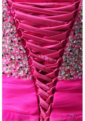 Hot Pink A Line Sweetheart 2015 Prom Dress with Beading and  Sequined