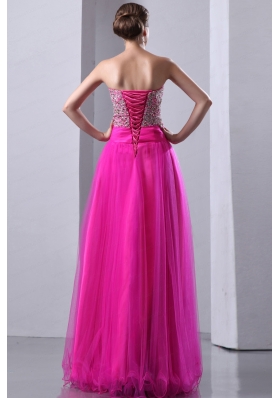 Hot Pink A Line Sweetheart 2015 Prom Dress with Beading and  Sequined