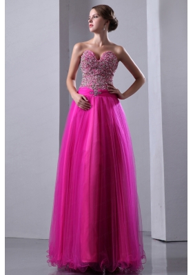 Hot Pink A Line Sweetheart 2015 Prom Dress with Beading and  Sequined