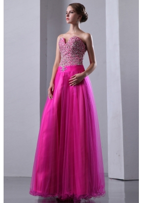 Hot Pink A Line Sweetheart 2015 Prom Dress with Beading and  Sequined