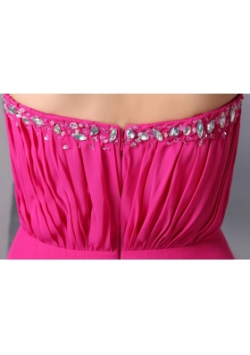 Hot Pink Column Sweetheart Floor Length Beading Prom Dress for 2015