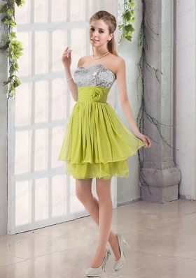 Sweetheart A Line Prom Dress with Sequins and Handle Made Flowers