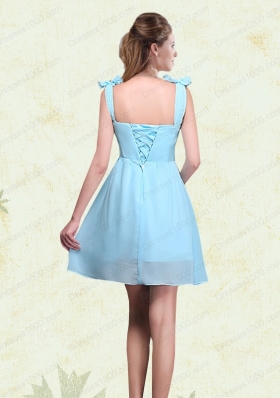 A Line Straps Prom Dresses with Ruching and Bowknot