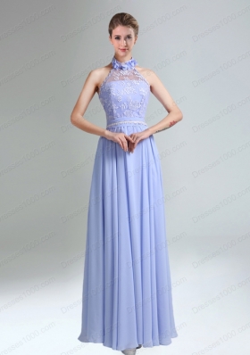 Belt and Lace Halter Empire Lace Up Prom Dress for 2015