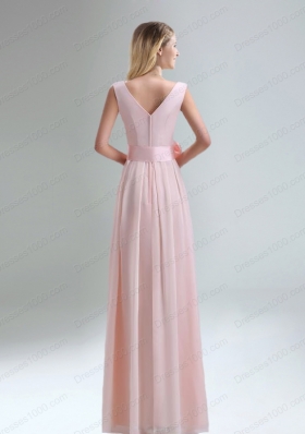 Fashionable Belt Ruching Chiffon Prom Dress with Bowknot