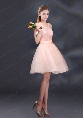 2015 Sturning A Line Belt Prom Dress with Scoop