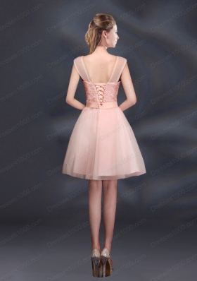 2015 Sturning A Line Belt Prom Dress with Scoop