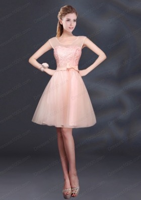 2015 Sturning A Line Belt Prom Dress with Scoop