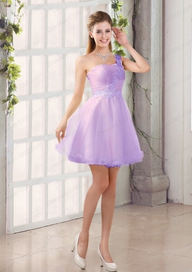 Appliques A Line Mini Length Prom Dress with One Shoulder