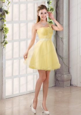 Appliques A Line Mini Length Prom Dress with One Shoulder