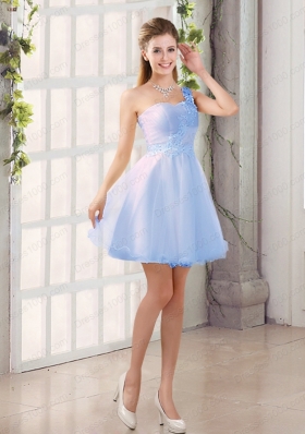 Appliques A Line Mini Length Prom Dress with One Shoulder