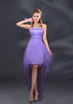 Appliques and Ruffles A Line Strapless Prom Dresses