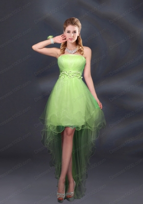 Appliques and Ruffles A Line Strapless Prom Dresses