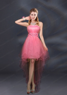 Appliques and Ruffles A Line Strapless Prom Dresses