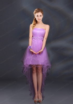 Appliques and Ruffles A Line Strapless Prom Dresses