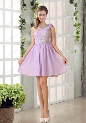 The Most Popular Lilace One Shoulder A line Prom Dress with Rushing