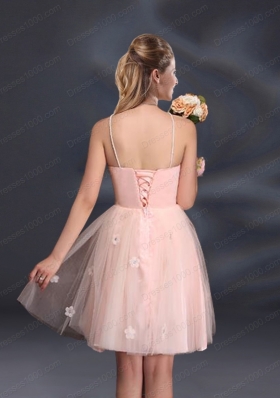 Tulle Appliques Mini Length 2015 Prom Dresses with Halter